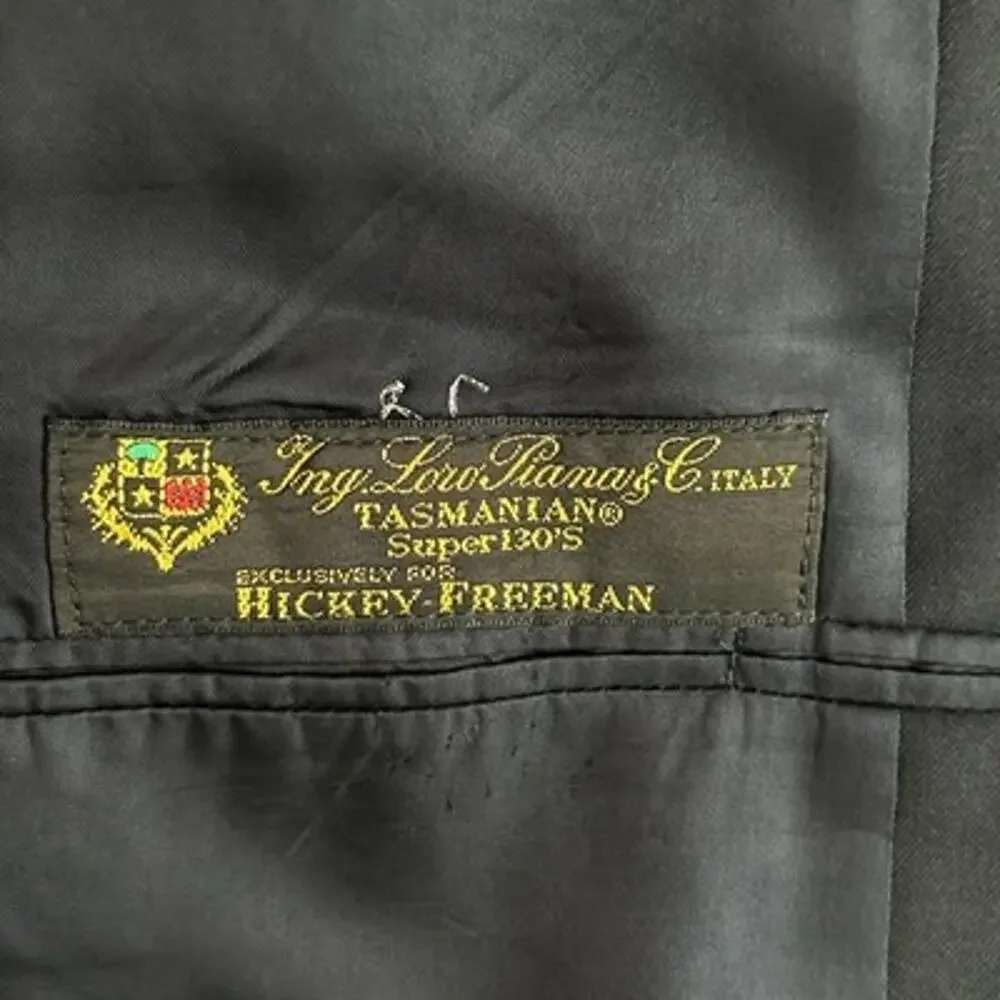 Loro Piana Wool Hickey Freeman Blazer 44L Black Pinstripe Sport Jacket Coat